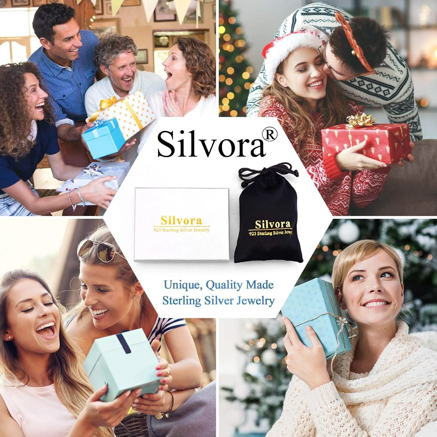 Silvora 925 Sterling Silver Angel Wings Band Rings for Women Men Personalized Custom with Gift Packaging
