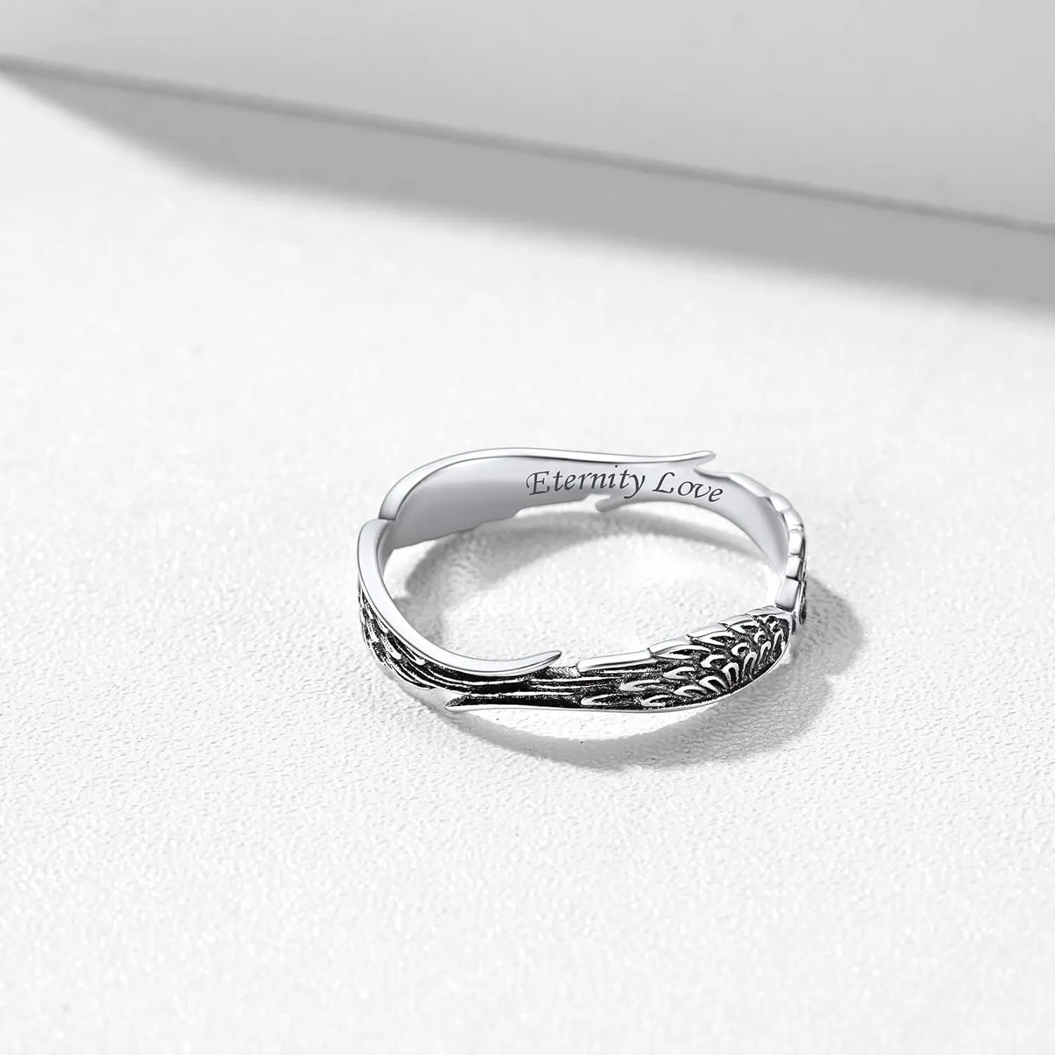 Silvora 925 Sterling Silver Angel Wings Band Rings for Women Men Personalized Custom with Gift Packaging