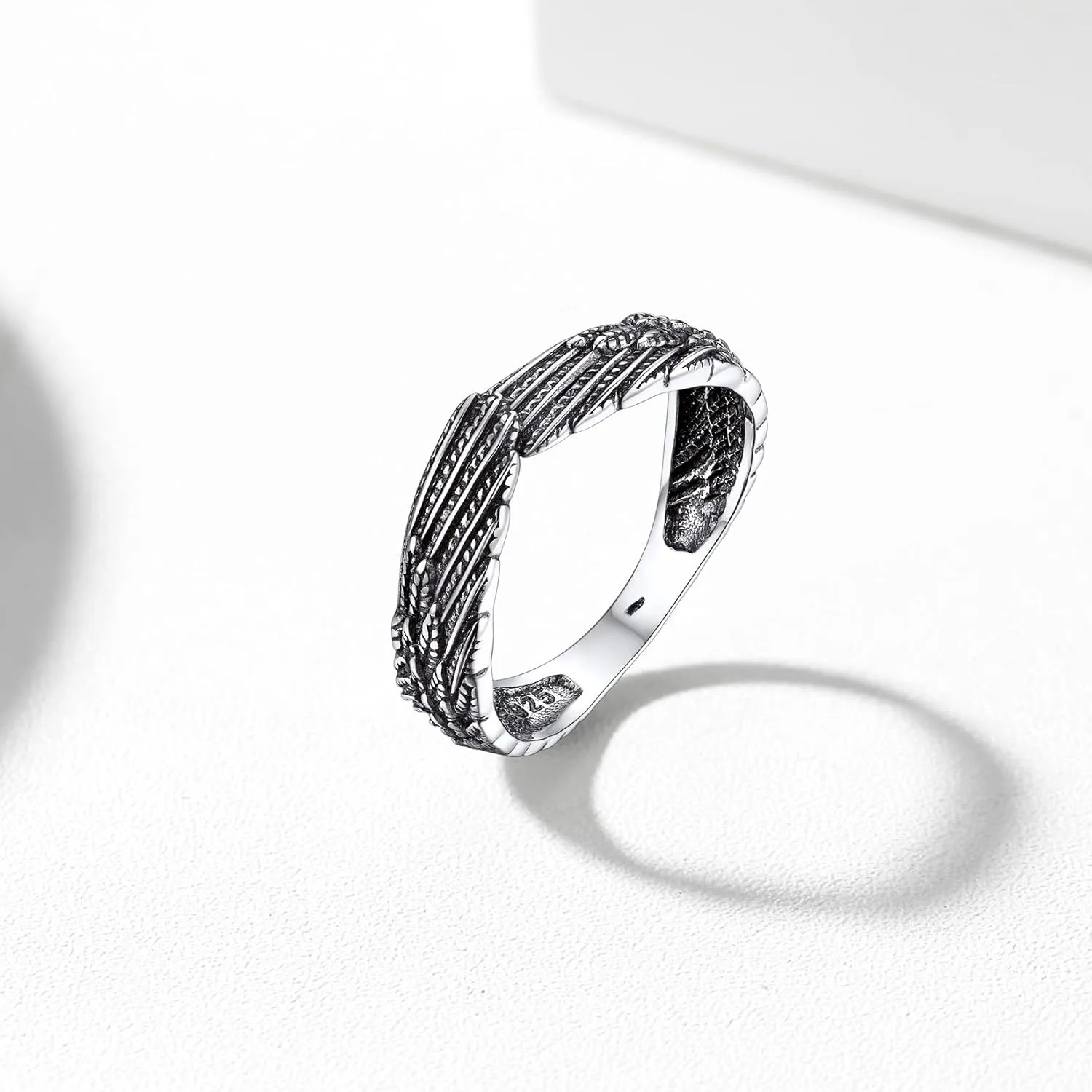 Silvora 925 Sterling Silver Angel Wings Band Rings for Women Men Personalized Custom with Gift Packaging