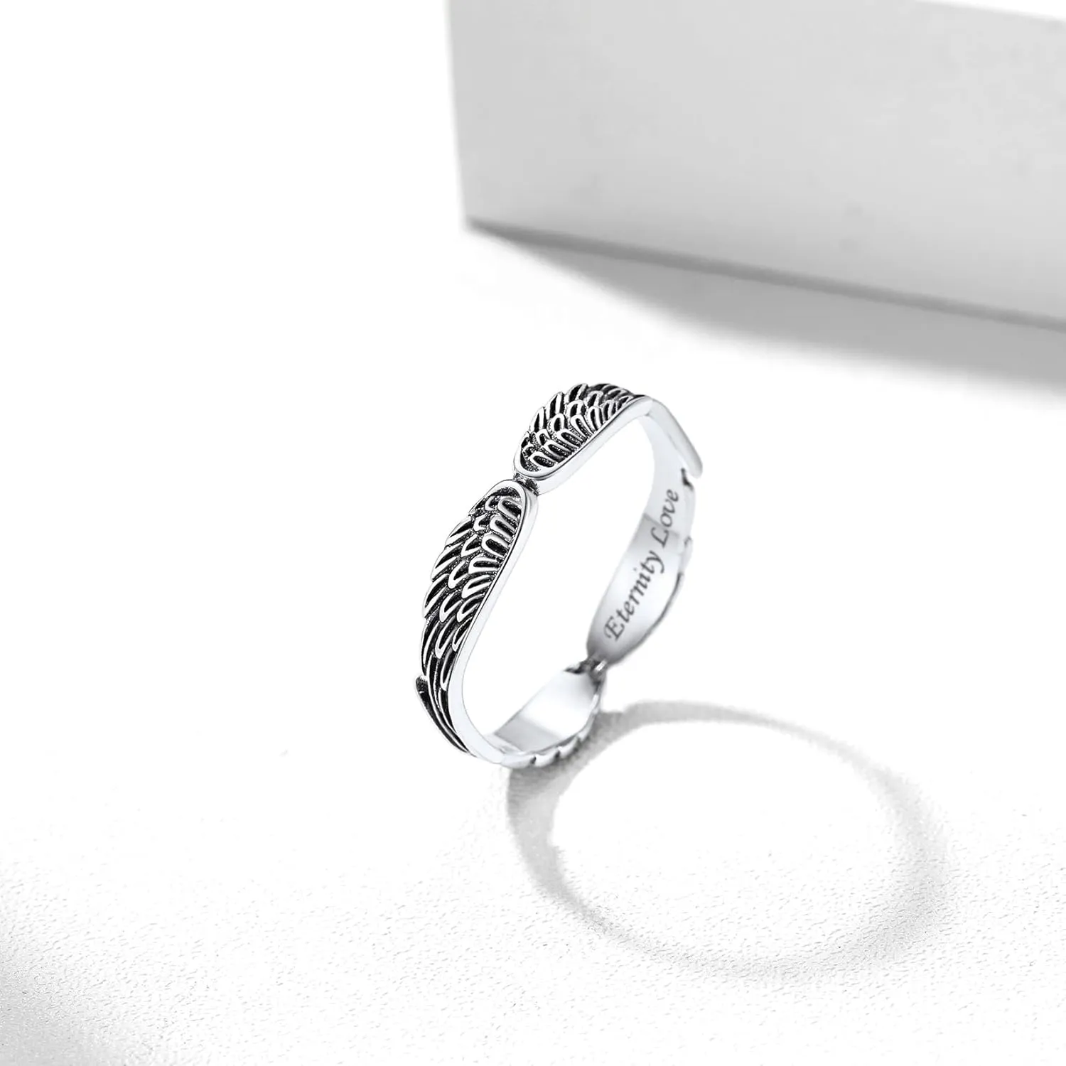 Silvora 925 Sterling Silver Angel Wings Band Rings for Women Men Personalized Custom with Gift Packaging
