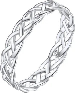 Silvora 925 Sterling Silver Celtic Knot Rings, Chain Rings for Women Men Vintage Eternity Band Ring Jewelry Size 4-12