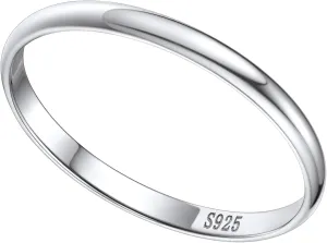 Silvora Sterling Silver Polished Band Rings, 2mm/3mm/5mm Rose Gold Eternity Wedding Engagement Bands for Women Men Size 4-12