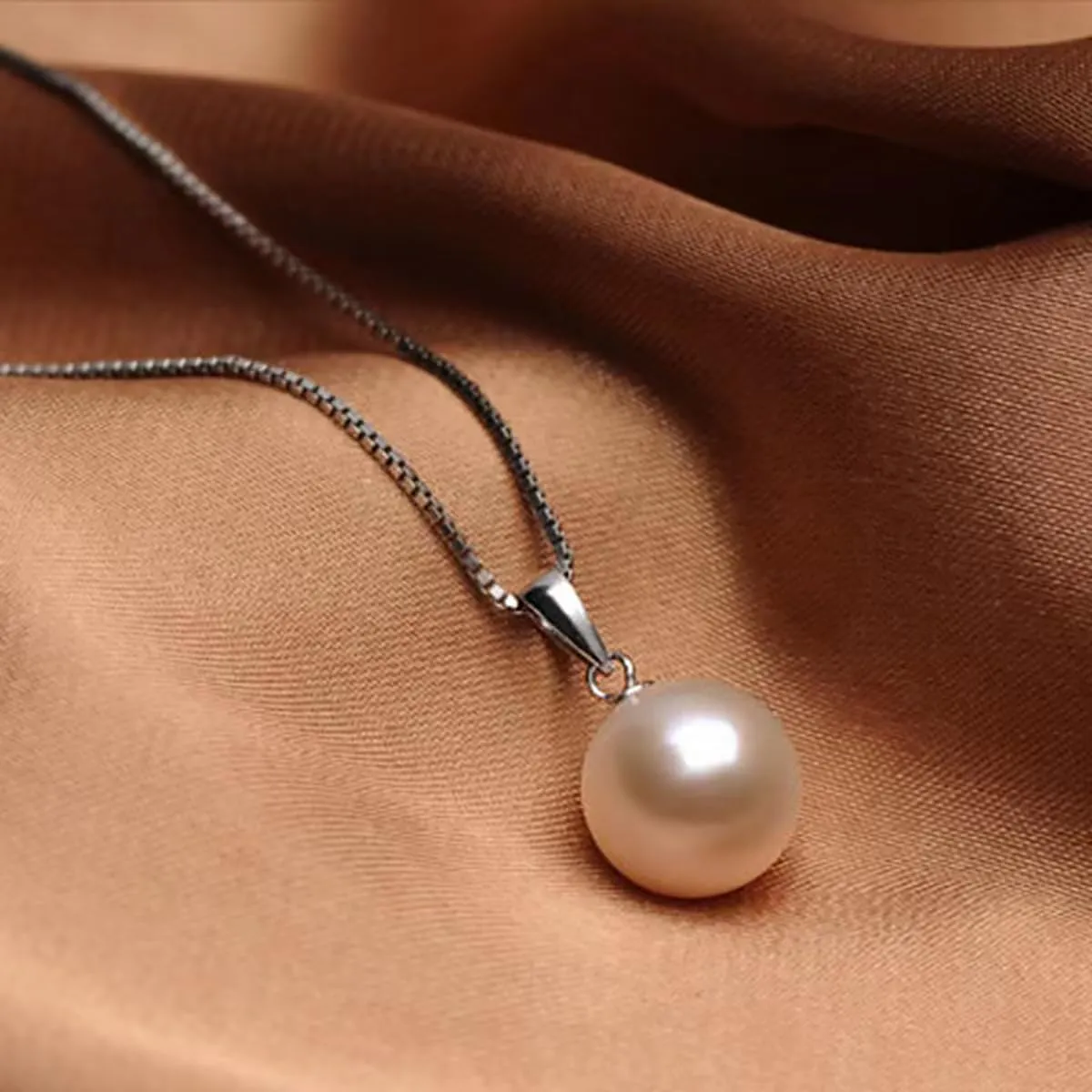 Single Pearl Necklace for Women silver | Black Pearl Necklace Pendant | Dainty Pearl Drop Necklaces Jewelry | Simple Pearl Pendant Necklace Birthday Gift