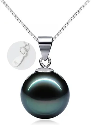 Single Pearl Necklace for Women silver | Black Pearl Necklace Pendant | Dainty Pearl Drop Necklaces Jewelry | Simple Pearl Pendant Necklace Birthday Gift