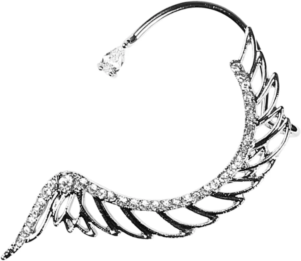 Single Wrap Ear Clip Earring No Piercing Rhinestone Ear Cuff Decor for Women