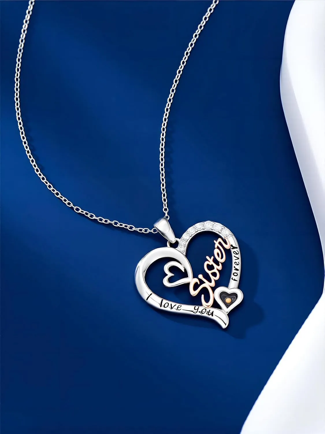 Sister Necklaces 925 Sterling Silver Birthstone Pendant I Love You Forever Sister Birthday Jewelry, Personalized Sisters Gifts for Women