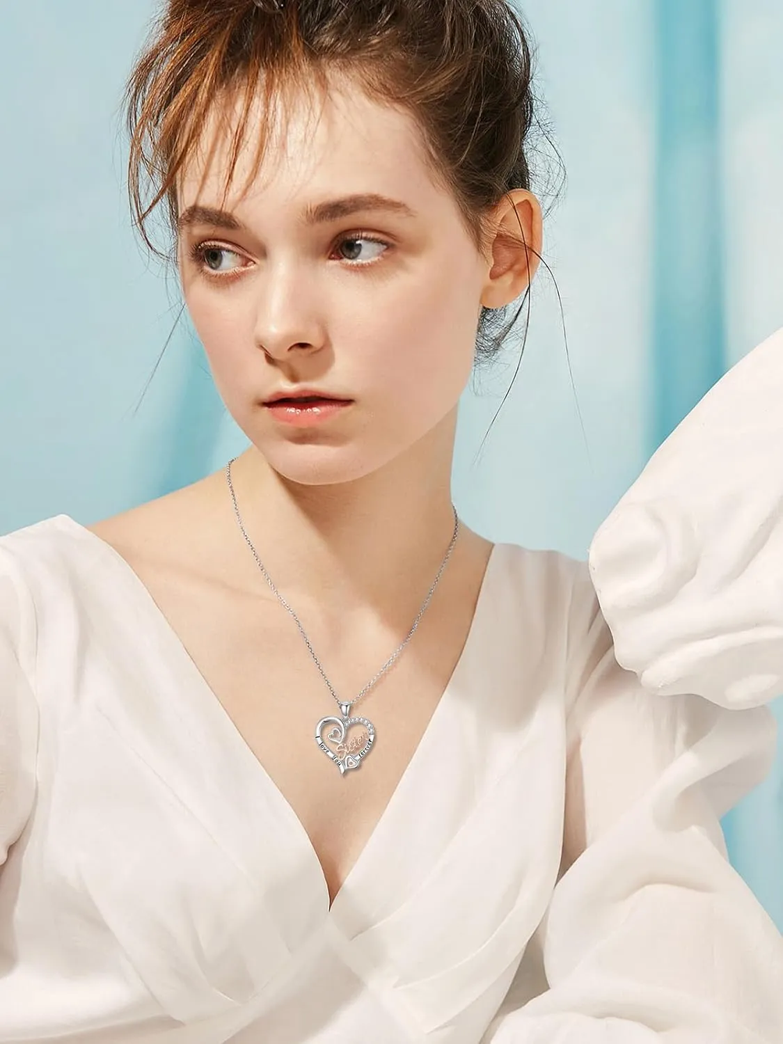 Sister Necklaces 925 Sterling Silver Birthstone Pendant I Love You Forever Sister Birthday Jewelry, Personalized Sisters Gifts for Women