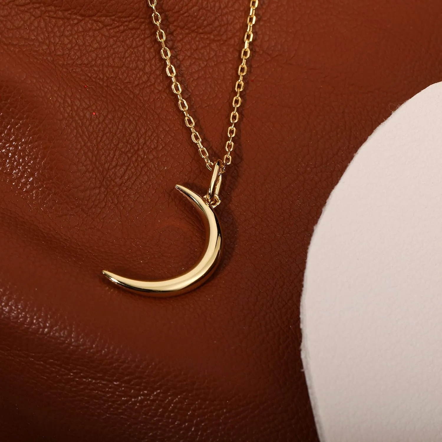S.Leaf Moon Necklace Sterling Silver Dainty Moon Necklaces for Women Sterling Silver Necklace