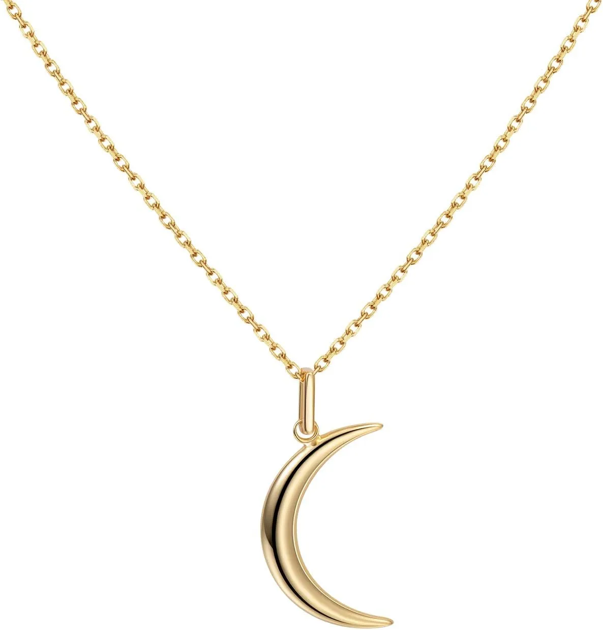 S.Leaf Moon Necklace Sterling Silver Dainty Moon Necklaces for Women Sterling Silver Necklace