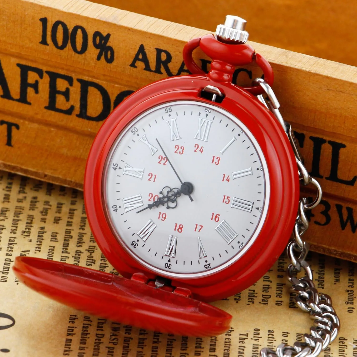Smooth Cover Quartz Pocket Watch, Fashionable Roman Digital White Dial with Waist Chain Pocket Watches for Men