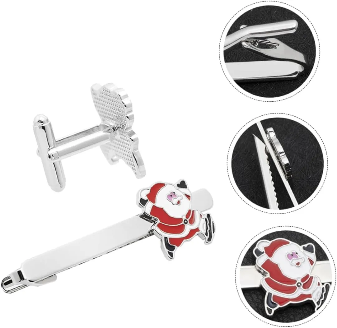 SOIMISS Fashionable Men's Christmas Tie Clips 2-pack Santa Claus Tie Clip Decorative Clips Xmas Clothing Accessories