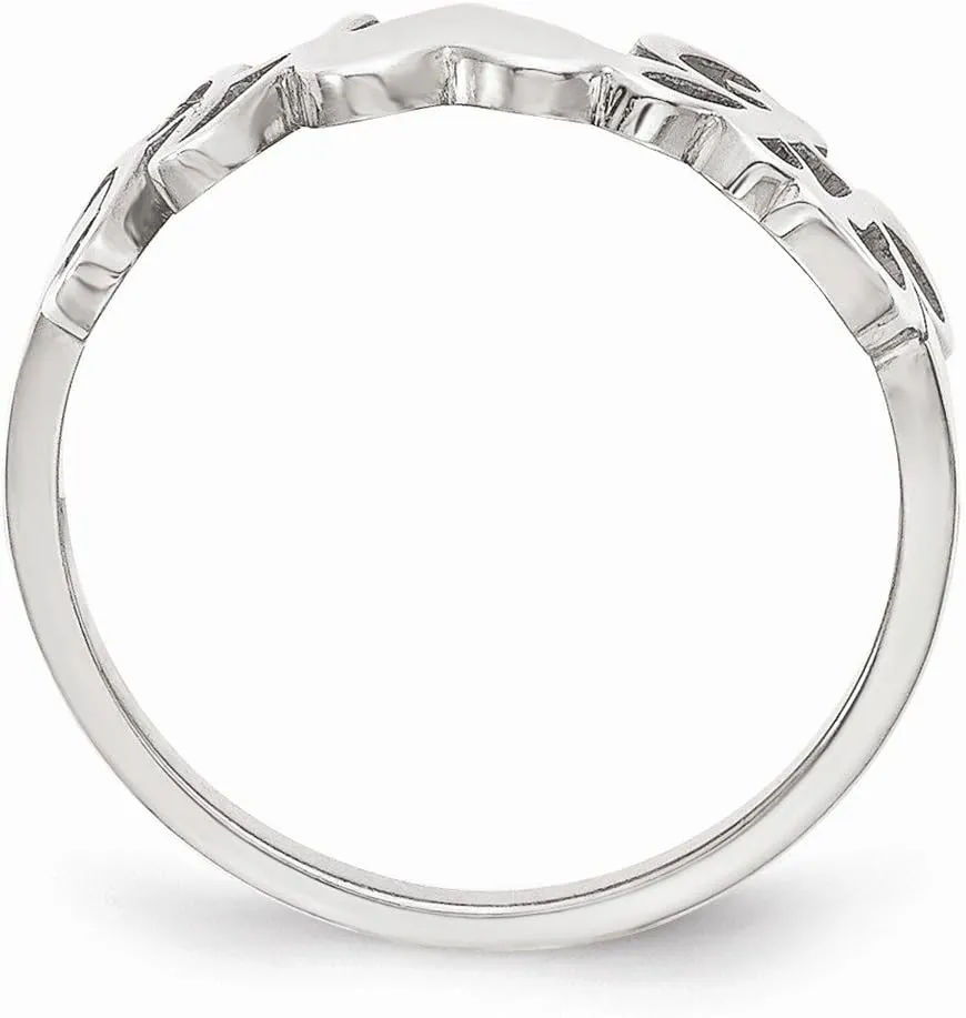 Solid 925 Sterling Silver Laser Couple's Initials Letters And Heart Ring Band
