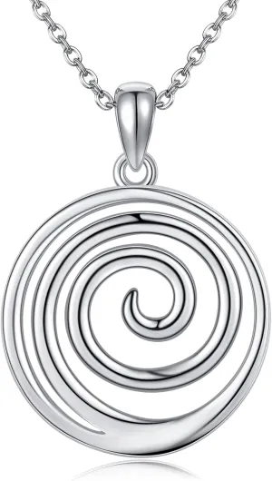Spiral Necklace 925 Sterling Silver Spiral Swirl Pendant Necklaces Spiral Jewelry Gift for Women