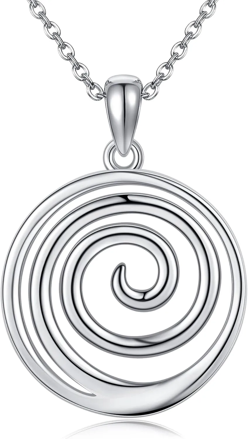 Spiral Necklace 925 Sterling Silver Spiral Swirl Pendant Necklaces Spiral Jewelry Gift for Women