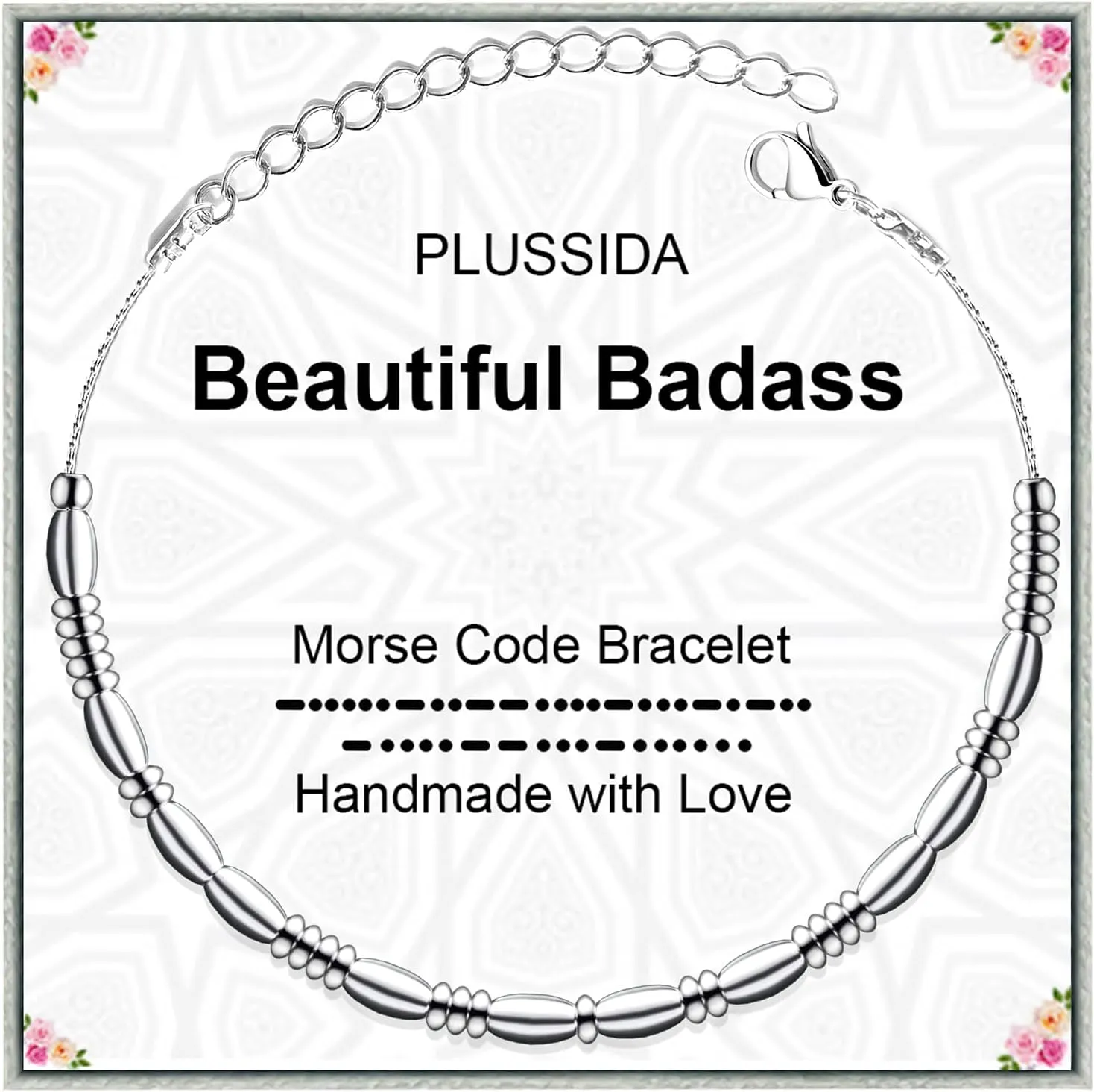 Stainless Steel Beaded Morse Code Bracelet for Women Mother's Day Gifts for Mom Wife Daughter Unique Funny Inspirational Gifts for Women Men Friendships Birthday Gift Best Friends Lover Sister