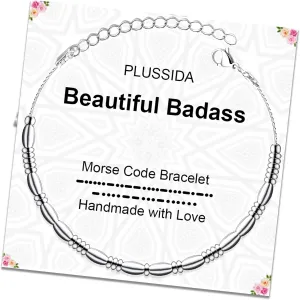 Stainless Steel Beaded Morse Code Bracelet for Women Mother's Day Gifts for Mom Wife Daughter Unique Funny Inspirational Gifts for Women Men Friendships Birthday Gift Best Friends Lover Sister