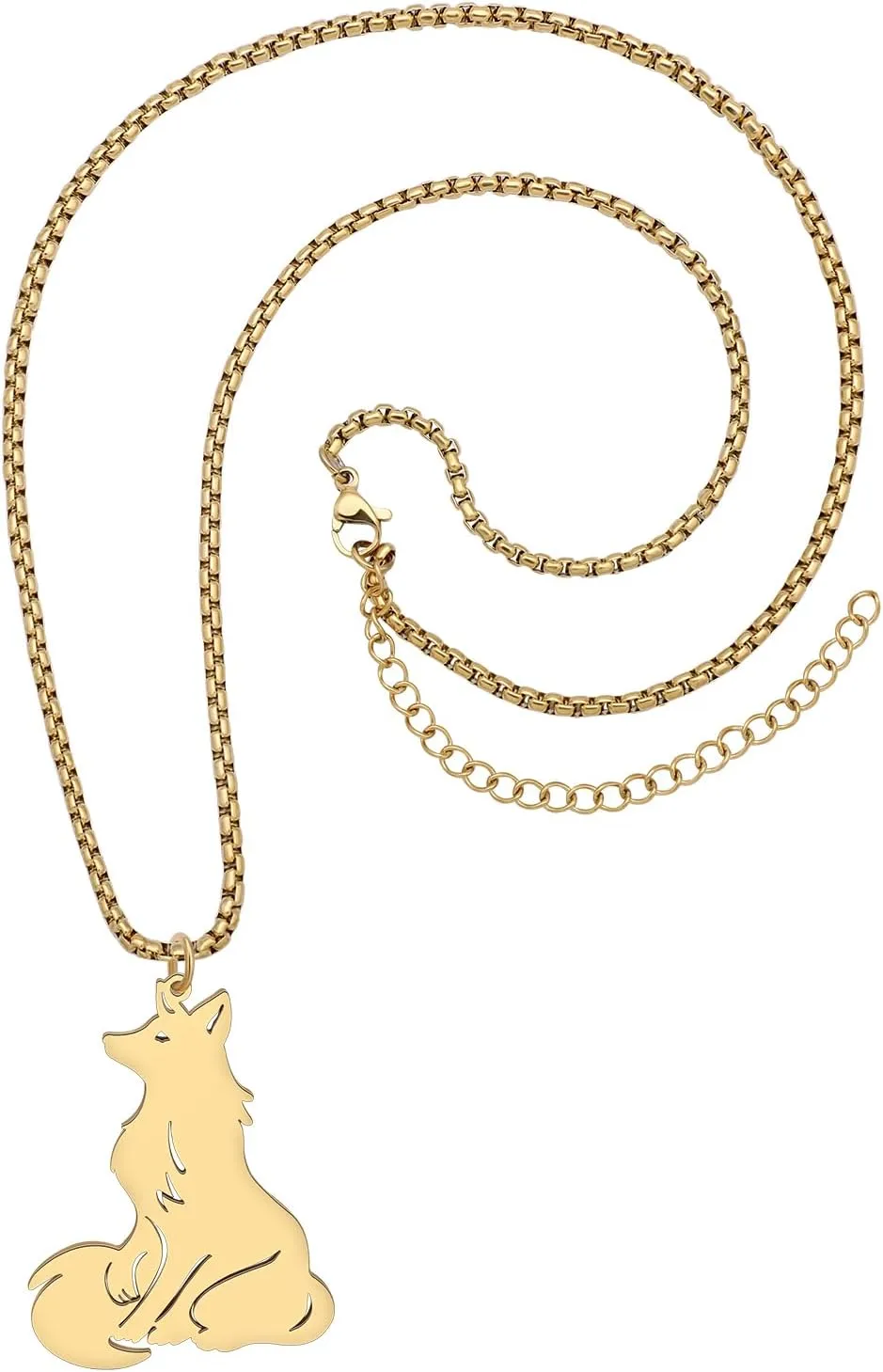 Stainless Steel Cute Arctic Fox Necklace Pendant 18K Gold Fashion Animals Jewelry for Women Fox Lovers Charms Gifts