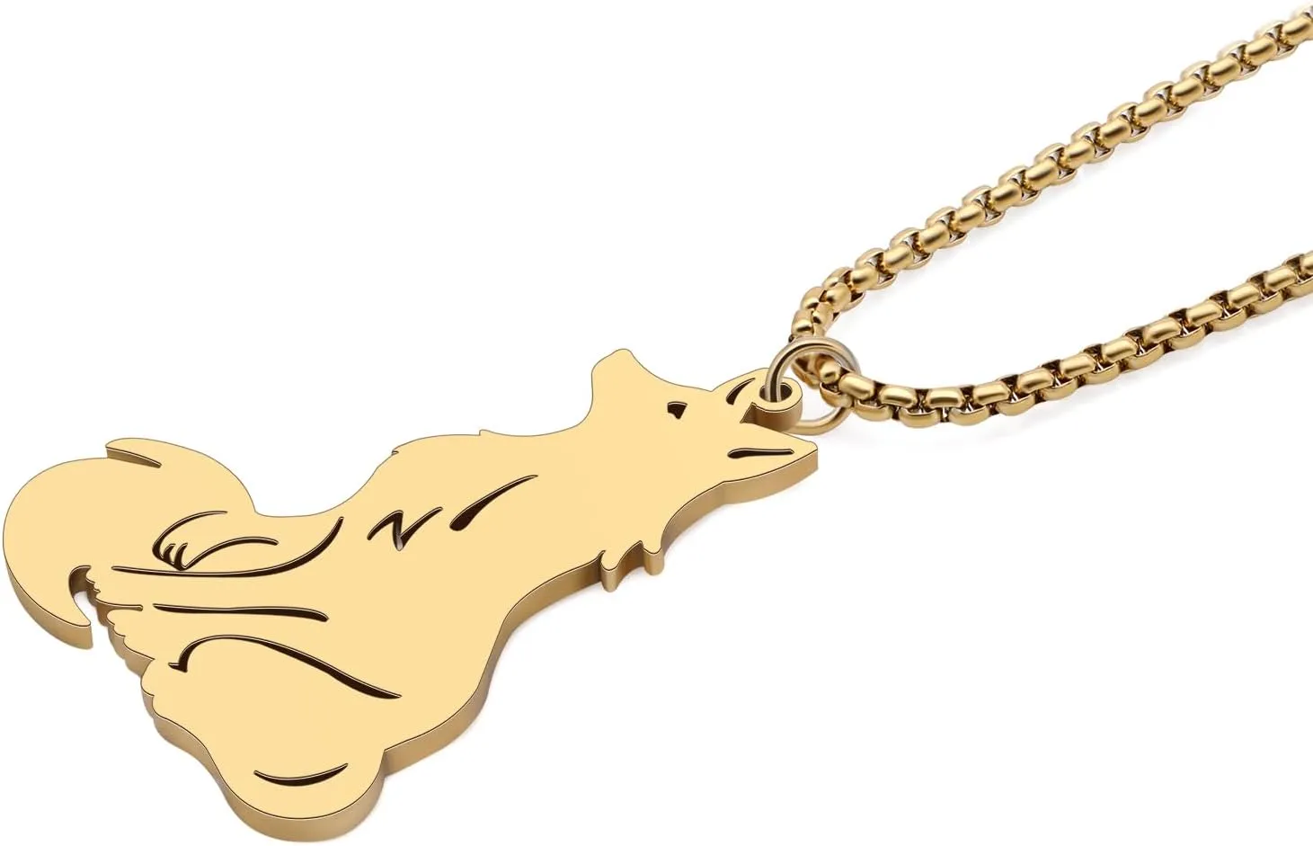 Stainless Steel Cute Arctic Fox Necklace Pendant 18K Gold Fashion Animals Jewelry for Women Fox Lovers Charms Gifts