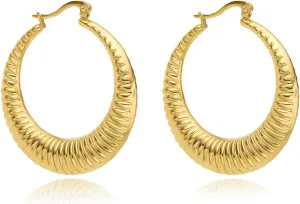Stainless Steel Gold Large Hollow Hoops Earrings for Women,Minimalist and Chic Open hypoallergenic Earrings Lightweight Big Hoop Earring for Sensitive Ears