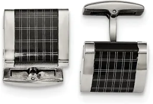 Stainless Steel Polished Black IP-plated Laser Design Cufflinks