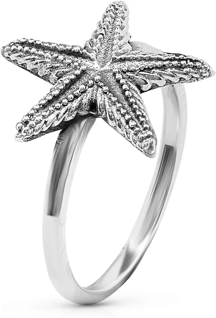 Starfish- Delicate Ring- 925 Sterling Silver - Animal Sea Jewelry - Fashionable And Stylish For Women -Us Size 6-9