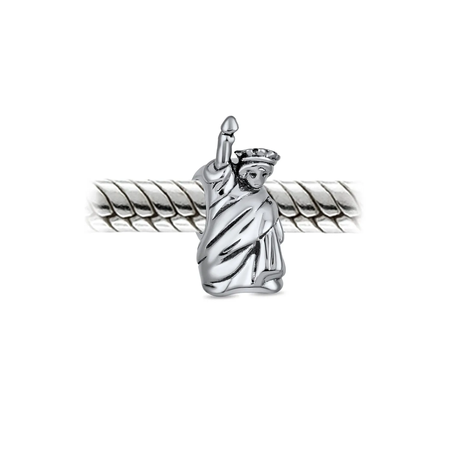 Statue Of Liberty Charm Bead Sterling Silver for European Bracelet Travel Souvenir
