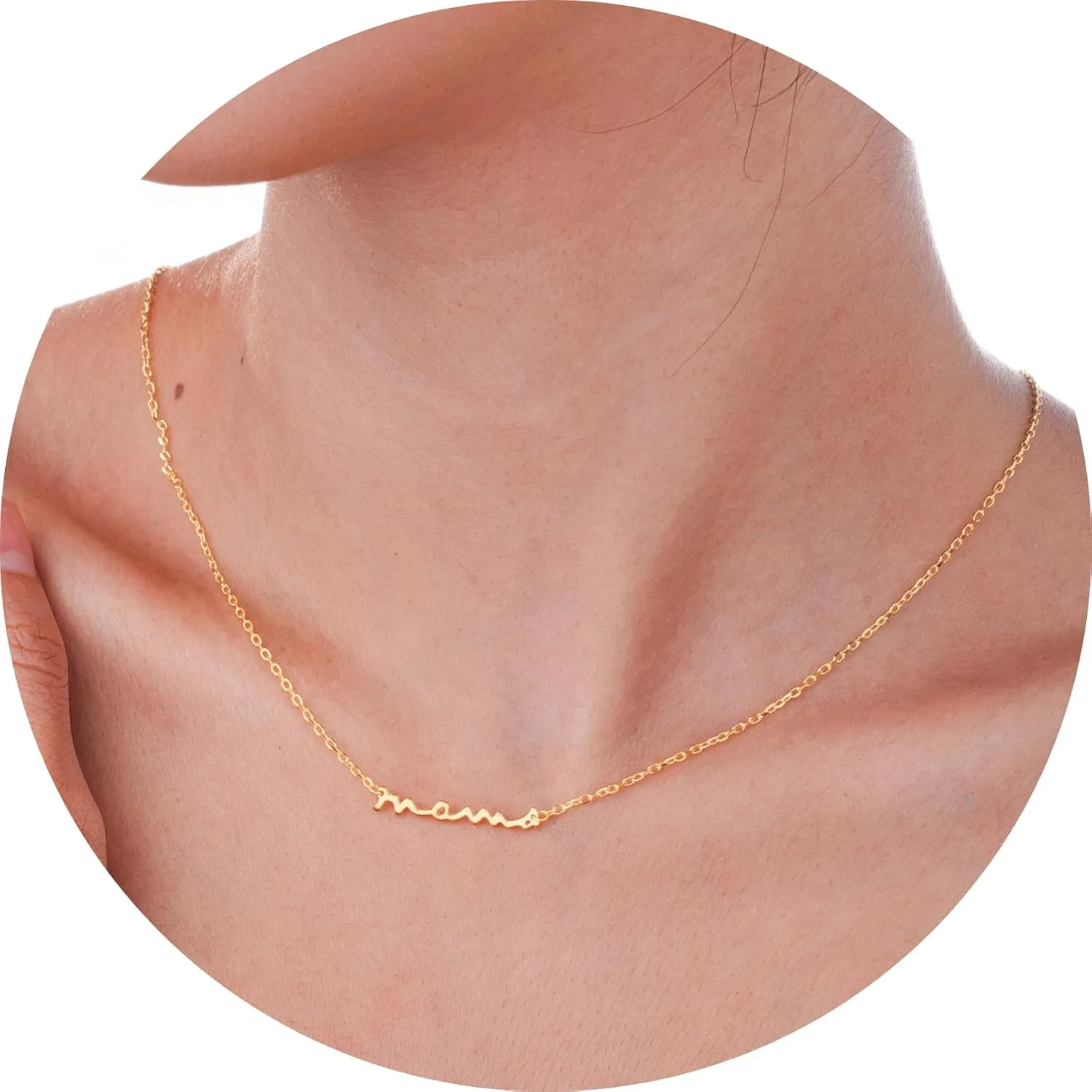 Sterling Silver 925 Mama Pendant Necklaces for Women Dainty Small 14K Gold Vermeil Silver Plated Mother Mom Necklace Non Tarnish Jewelry for Mom New Mom Trendy