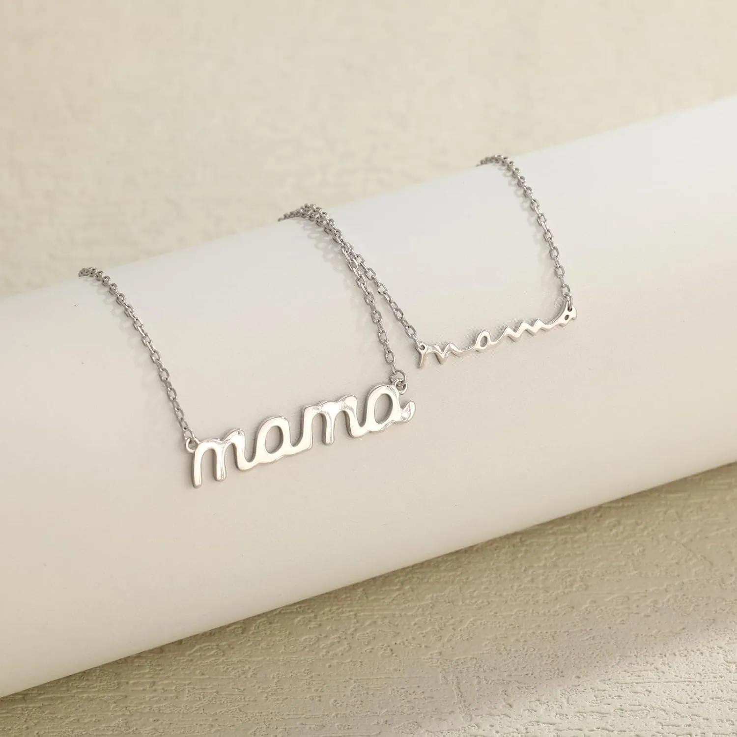 Sterling Silver 925 Mama Pendant Necklaces for Women Dainty Small 14K Gold Vermeil Silver Plated Mother Mom Necklace Non Tarnish Jewelry for Mom New Mom Trendy