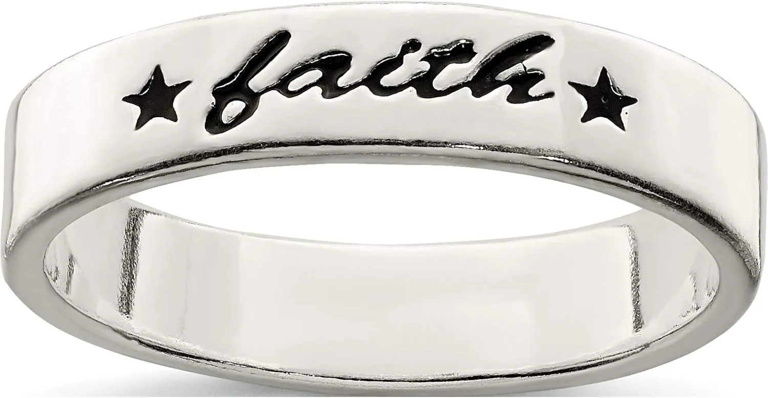 Sterling Silver Antiqued & Polished Faith Ring - Jewelry By Sweet Pea