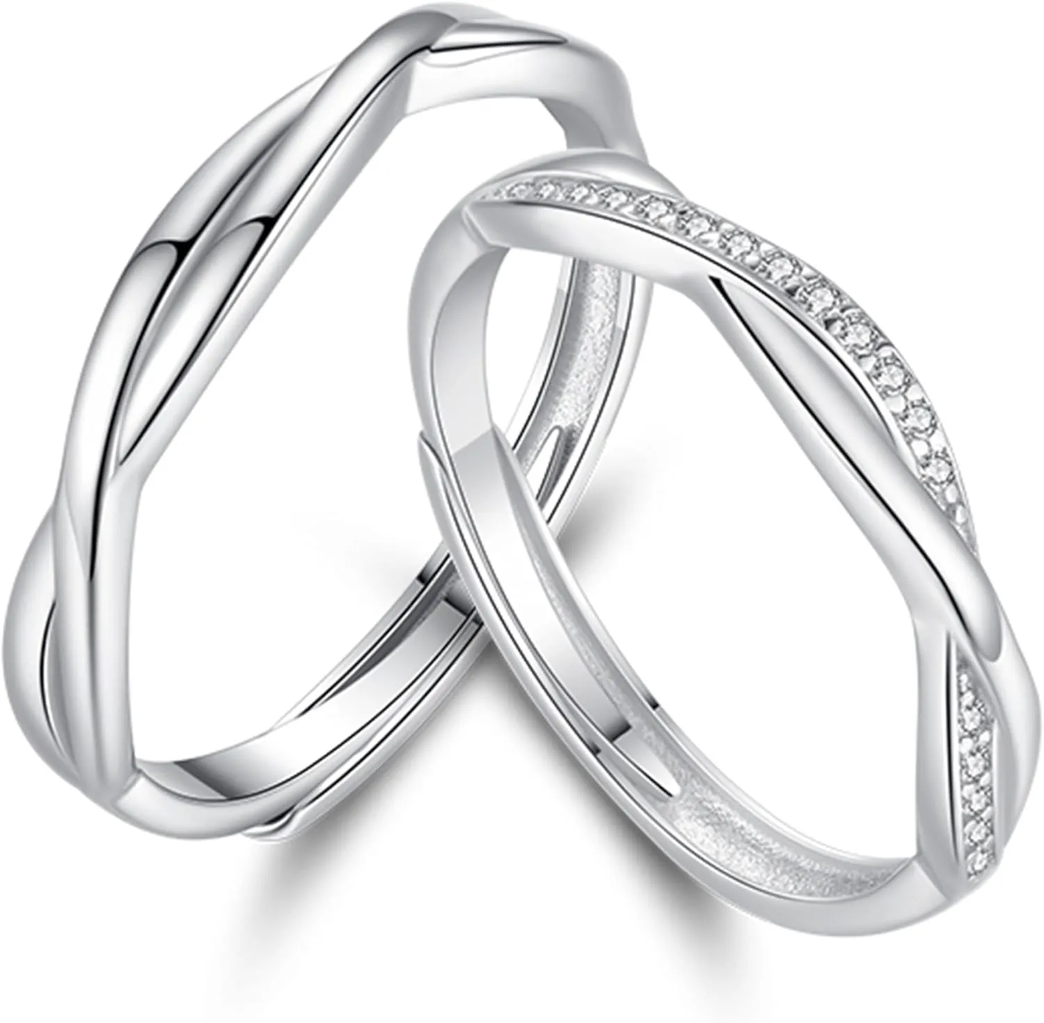 Sterling Silver Couple Ring Adjustable Personalized Sets for Men and Women Wedding Ring Original Design