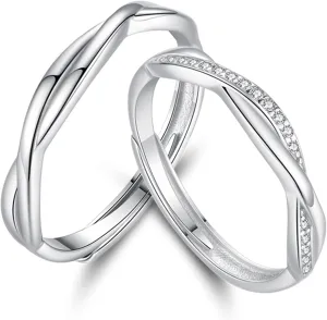 Sterling Silver Couple Ring Adjustable Personalized Sets for Men and Women Wedding Ring Original Design