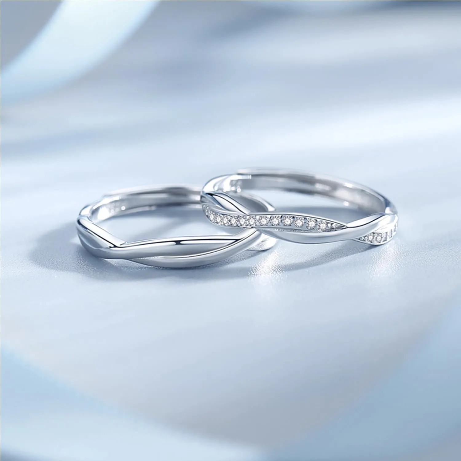 Sterling Silver Couple Ring Adjustable Personalized Sets for Men and Women Wedding Ring Original Design