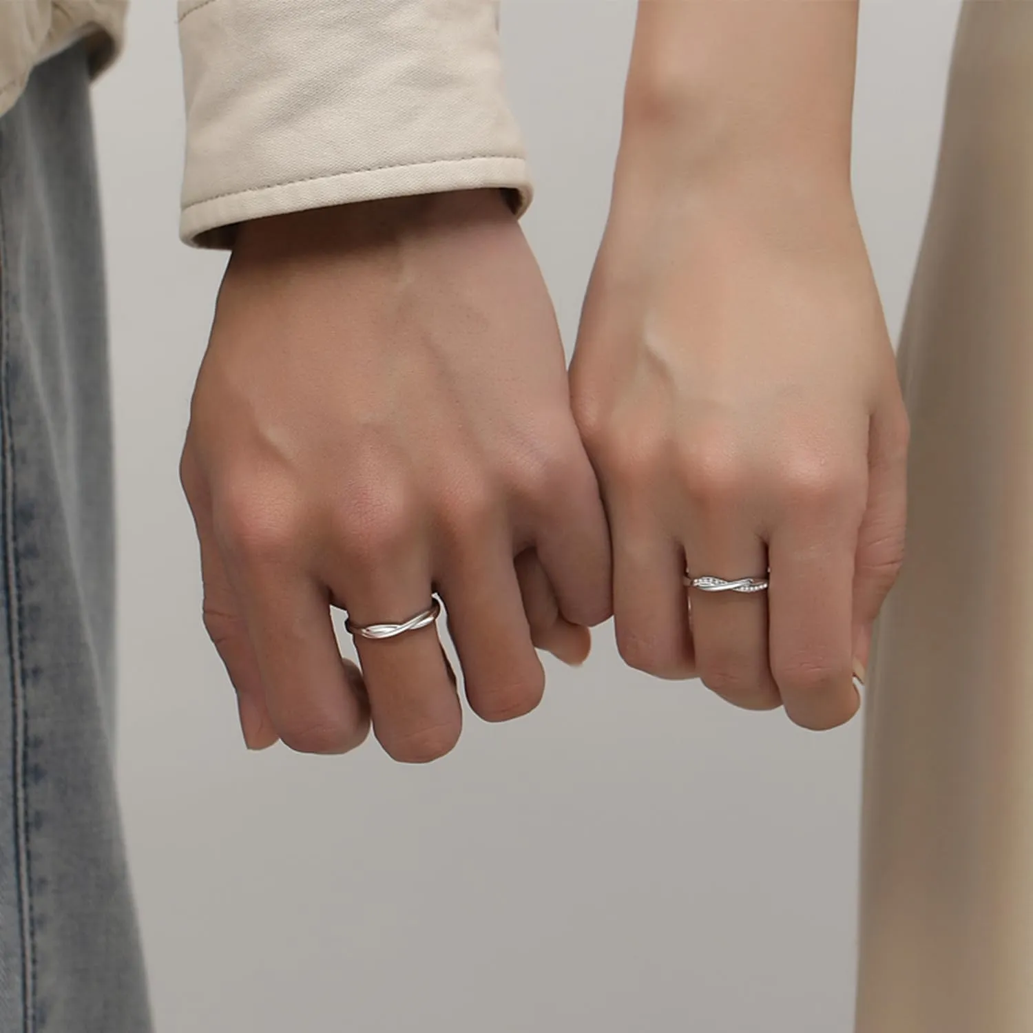 Sterling Silver Couple Ring Adjustable Personalized Sets for Men and Women Wedding Ring Original Design