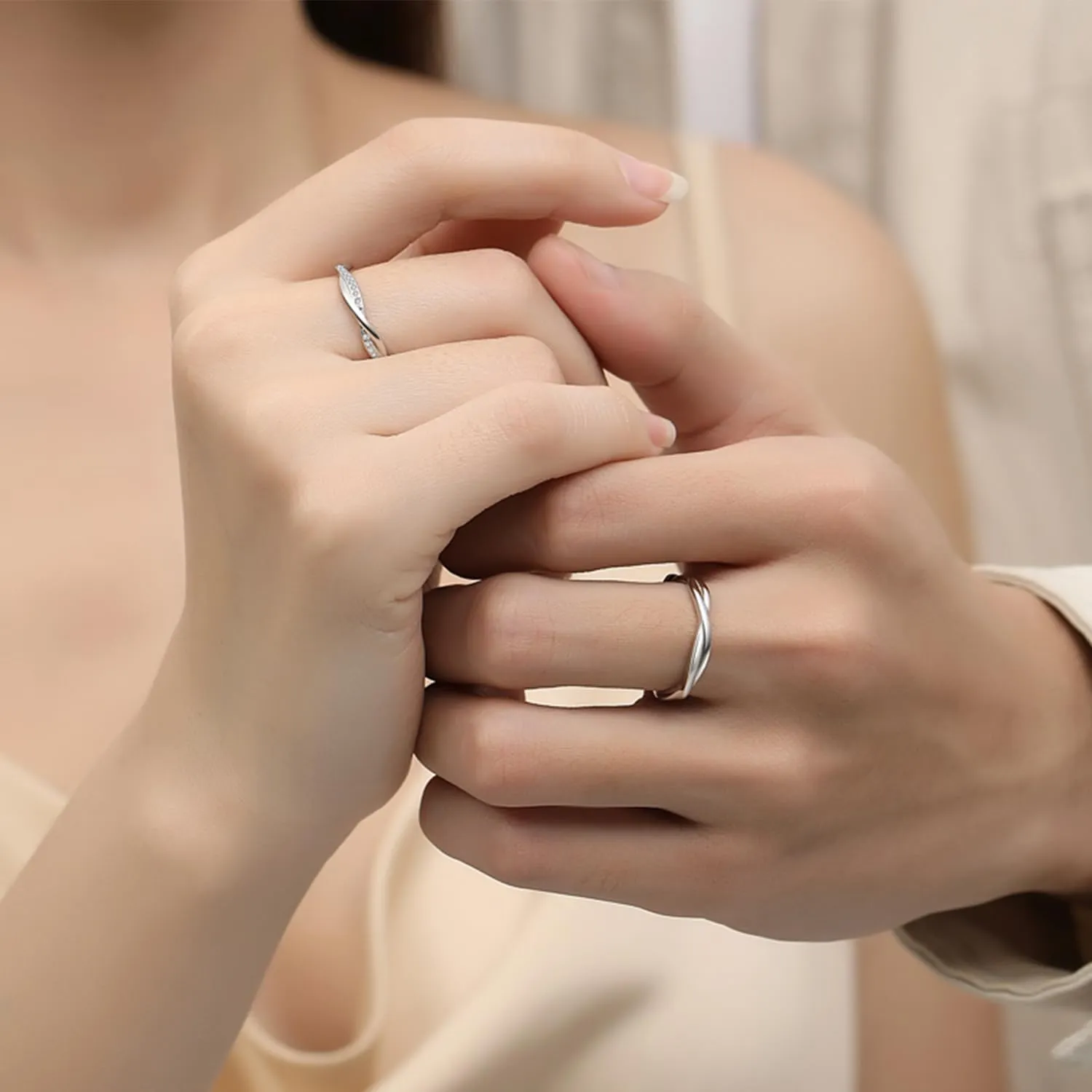 Sterling Silver Couple Ring Adjustable Personalized Sets for Men and Women Wedding Ring Original Design