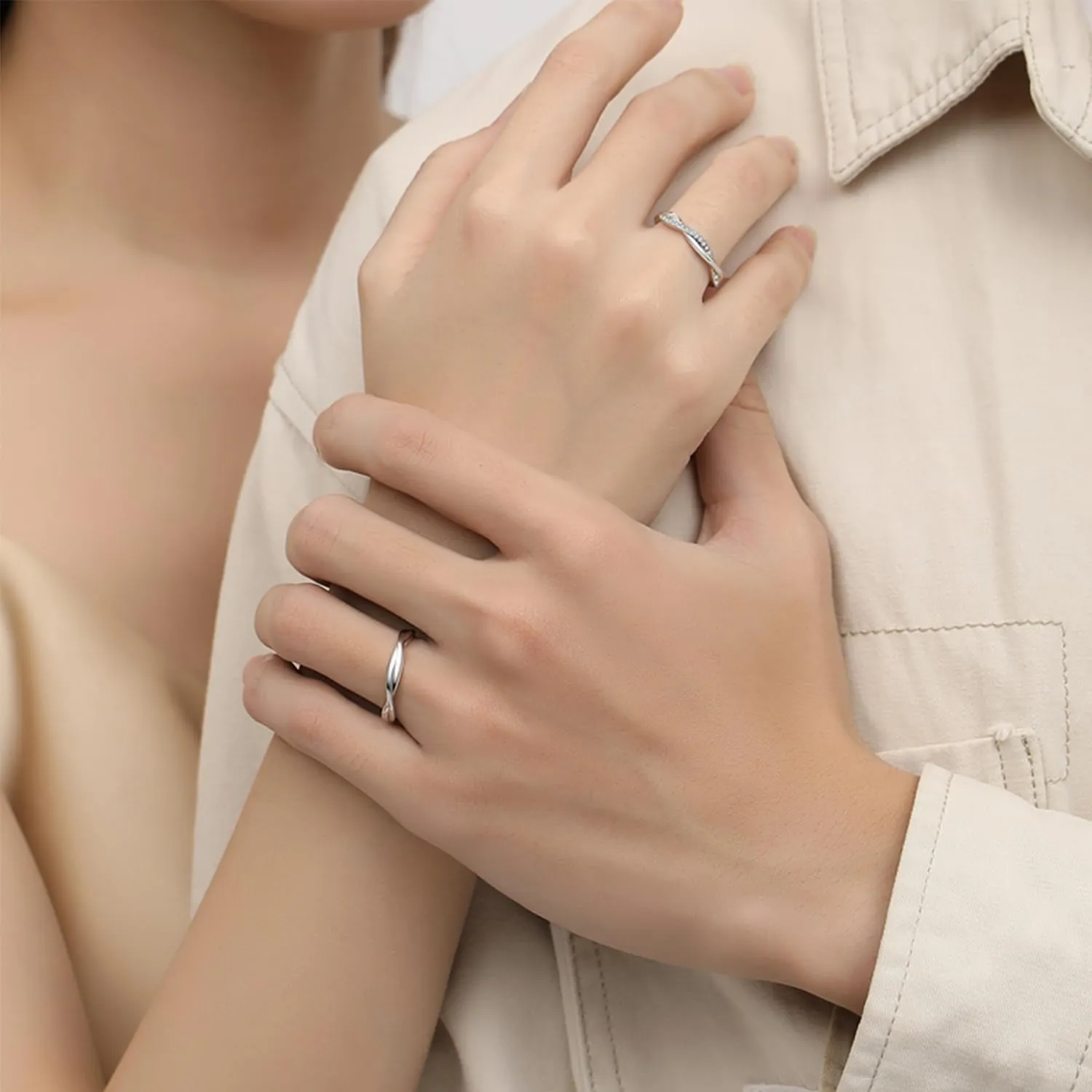 Sterling Silver Couple Ring Adjustable Personalized Sets for Men and Women Wedding Ring Original Design