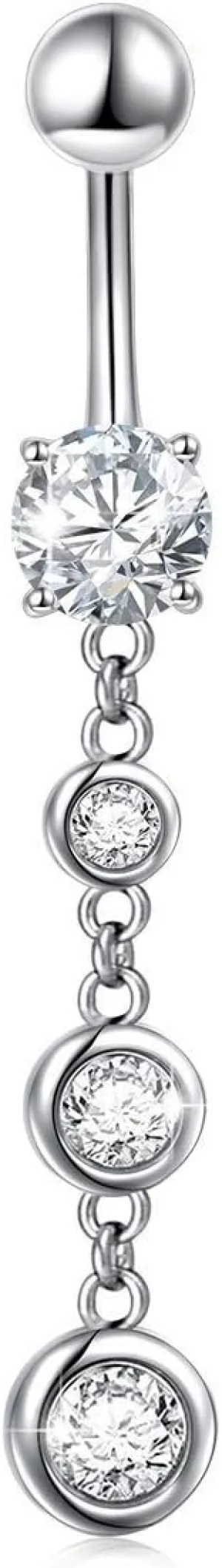 Sterling Silver Dangle Belly Button Rings Stud Belly Rings for Women Girl Navel Rings CZ Body Piercing Jewelry