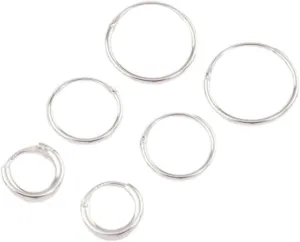 Sterling Silver Mixed Thick Hoop Earrings Pack I Set of Stylish and Chic Earrings I Hypoallergenic I Durable and Comfortable I Perfect for Daily Wear