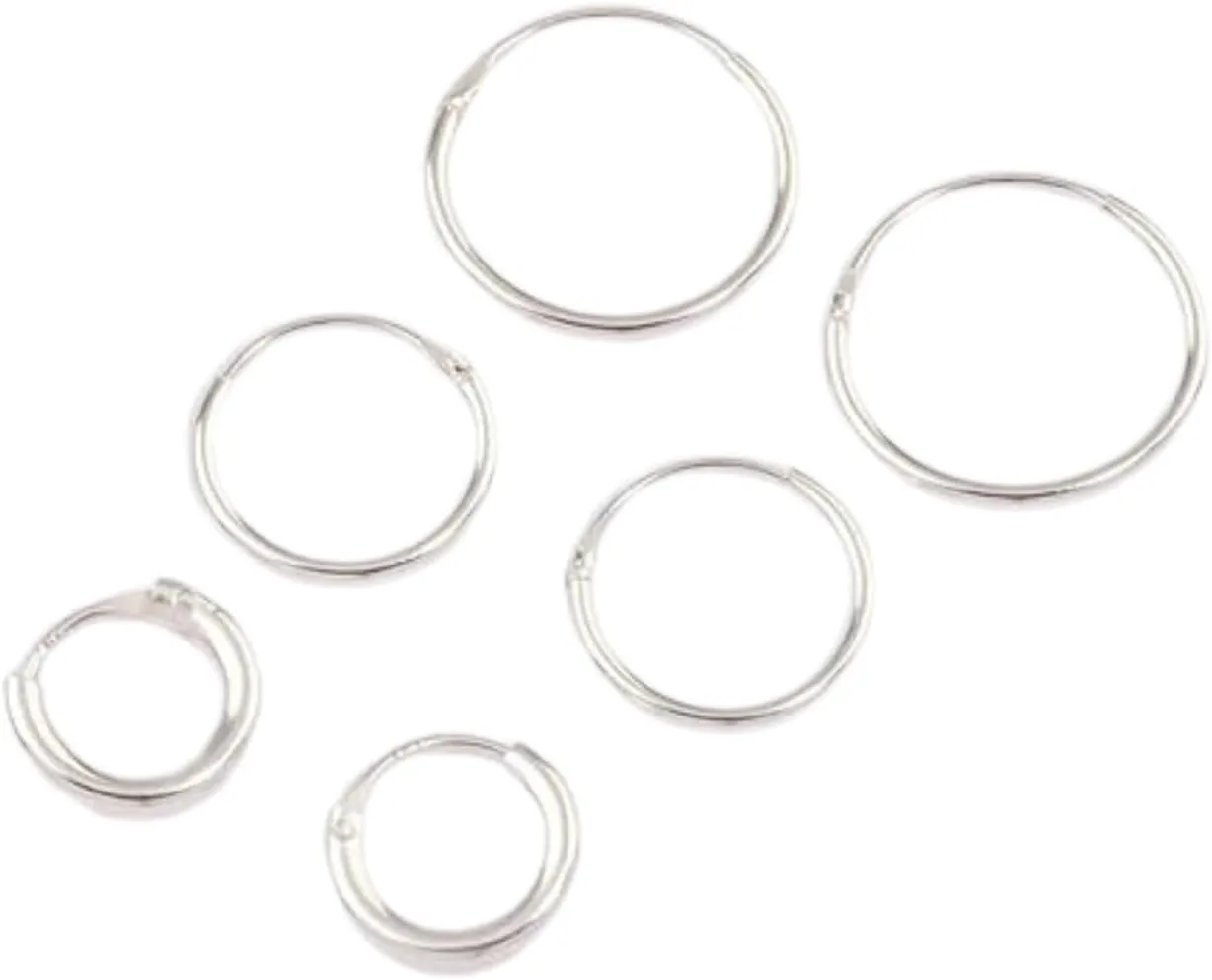 Sterling Silver Mixed Thick Hoop Earrings Pack I Set of Stylish and Chic Earrings I Hypoallergenic I Durable and Comfortable I Perfect for Daily Wear