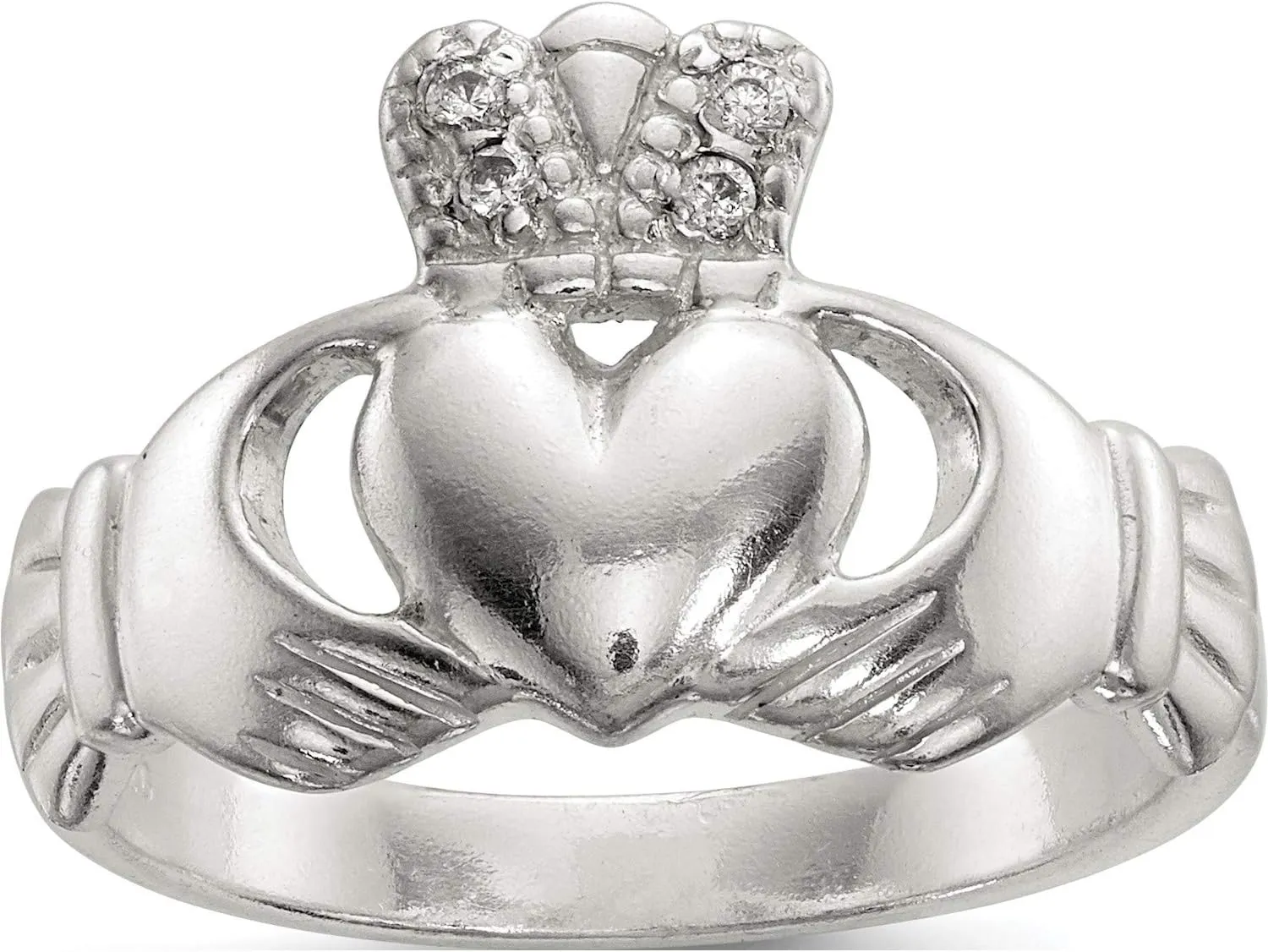 Sterling Silver Polished Cz Claddagh Ring - Jewelry By Sweet Pea