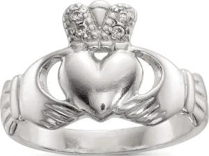 Sterling Silver Polished Cz Claddagh Ring - Jewelry By Sweet Pea