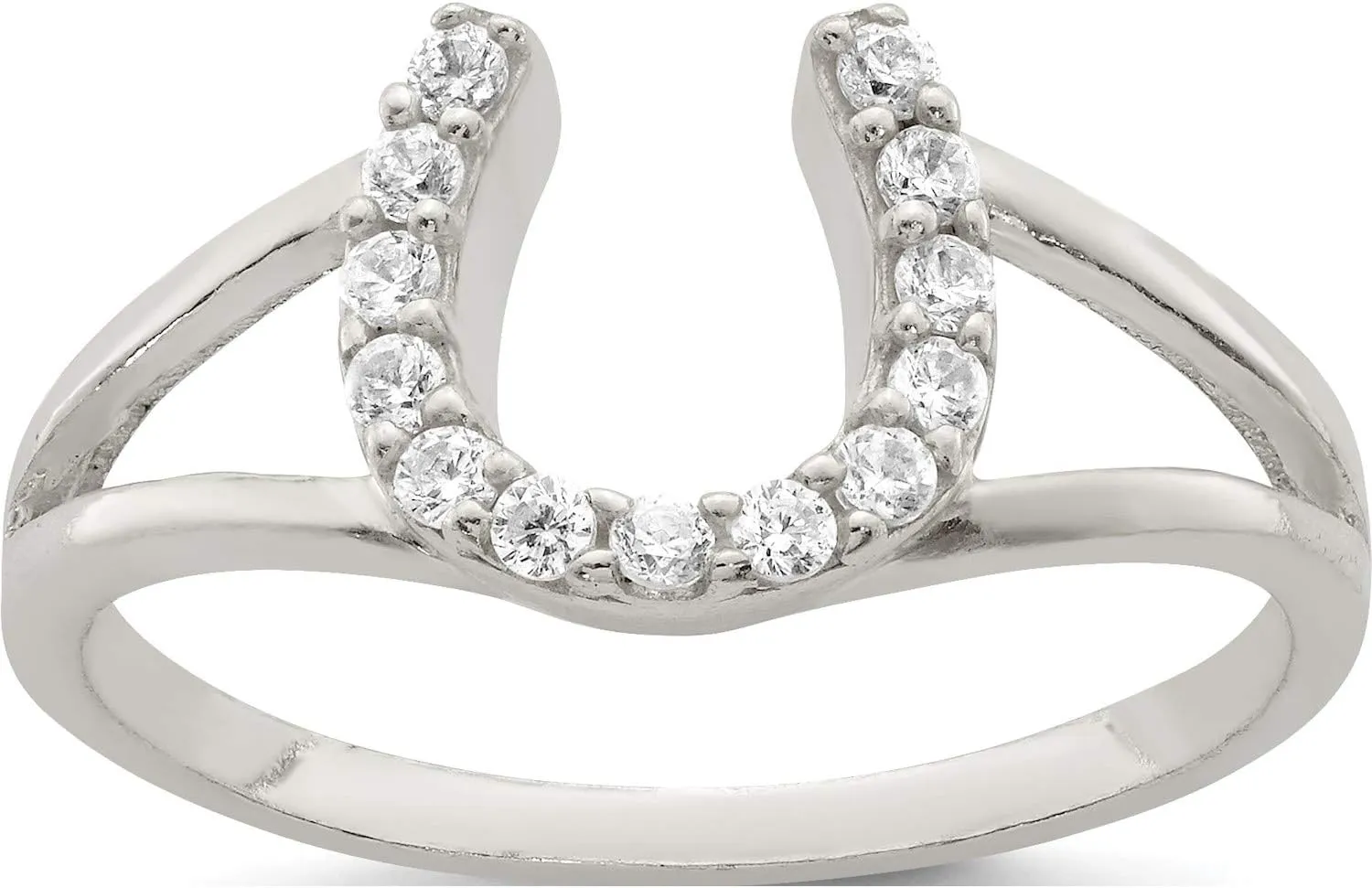 Sterling Silver Polished Cz Horseshoe Ring - Jewelry By Sweet Pea