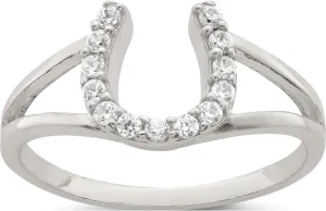 Sterling Silver Polished Cz Horseshoe Ring - Jewelry By Sweet Pea
