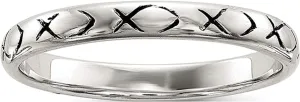 Sterling Silver Rhodium-Plated Polished Antiqued Ichthus Ring - Jewelry By Sweet Pea