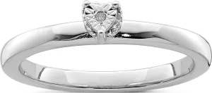 Sterling Silver Rhodium Polished .01Ct. Diam. Heart Shape Ring - Jewelry By Sweet Pea
