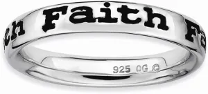 Sterling Silver Stackable Expressions Polished Enameled Faith Ring Size 5