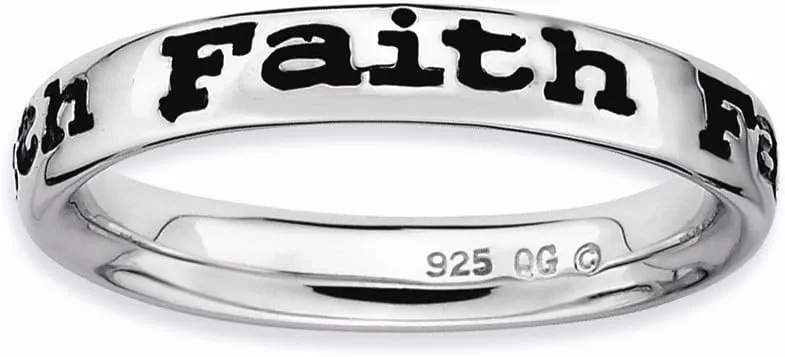 Sterling Silver Stackable Expressions Polished Enameled Faith Ring Size 5
