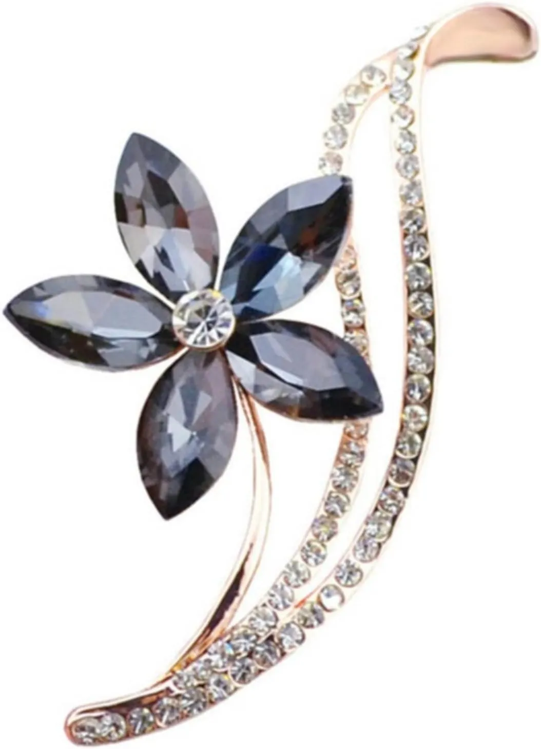 Stone Crystal Brooches Pins Cute Fashionable Five Leaf Girls Brooches Classic Women Alloy 1Pcs