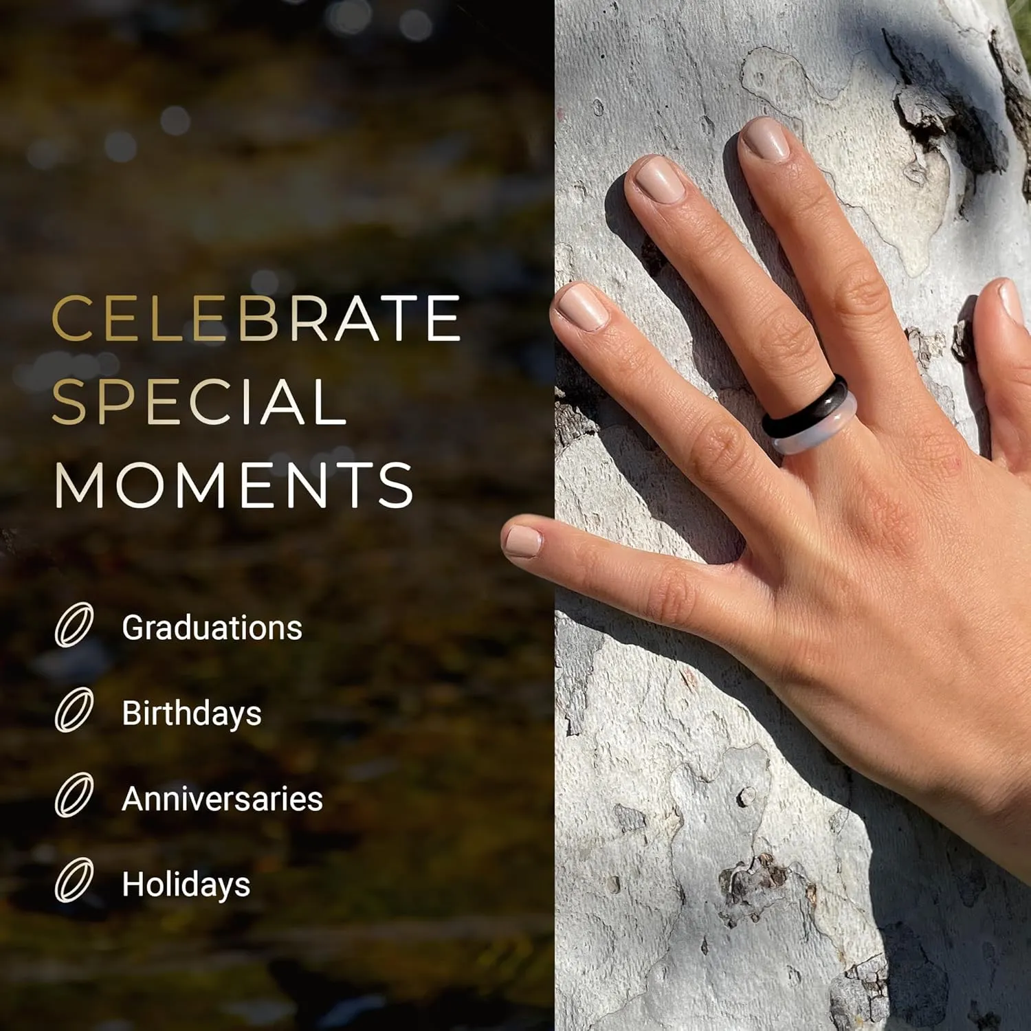 Stone Ring Collection, Stacking Rings for Women & Men, Minimalist Natural Stone Bands, Size 4-15