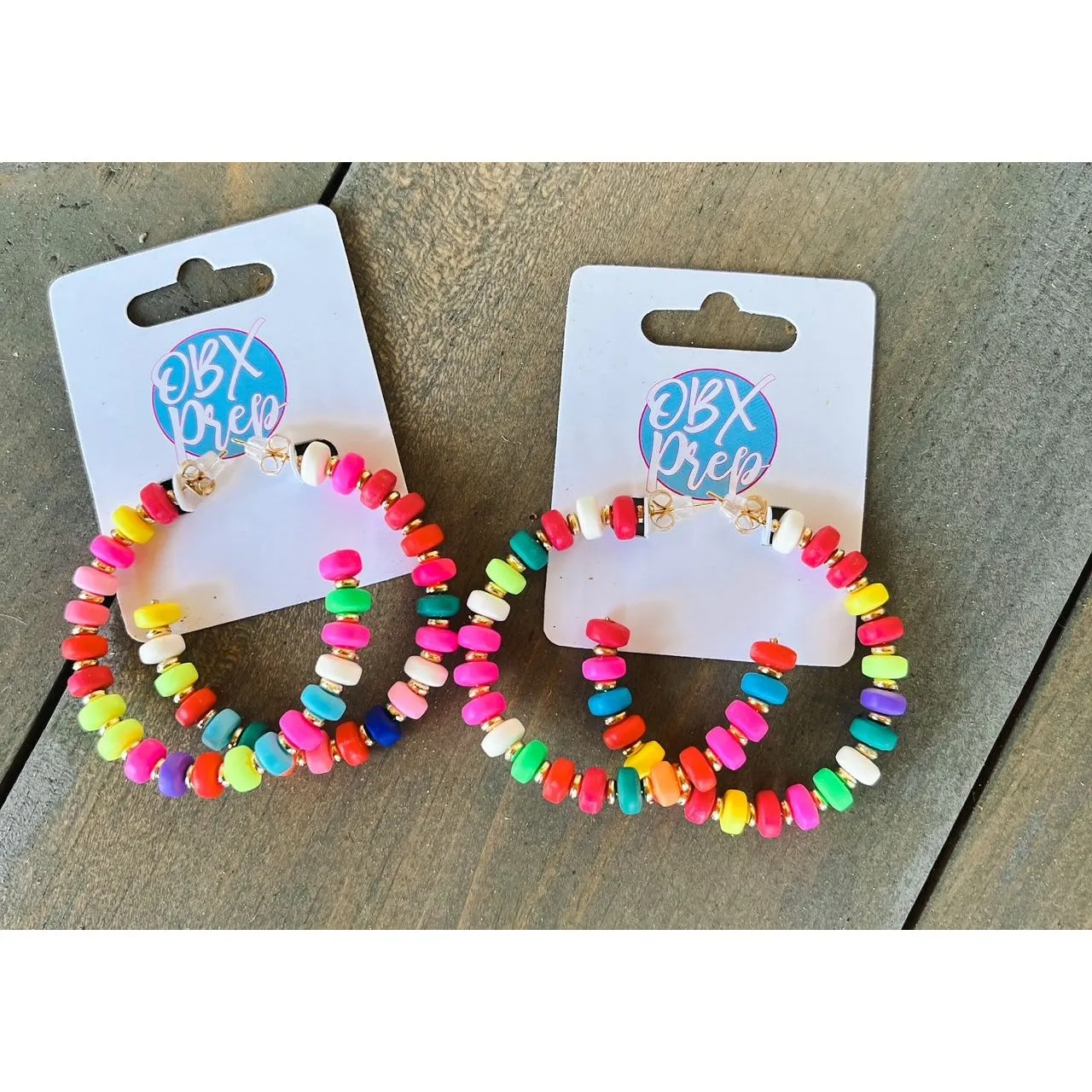 Summer Bright Colorful Beaded Hoop Earrings S