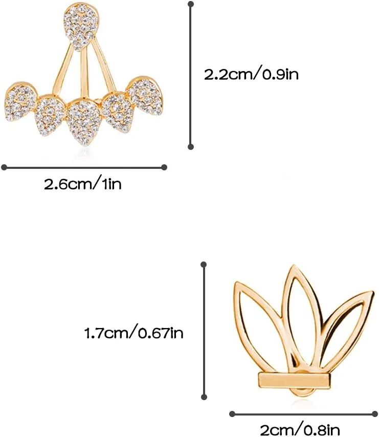 Suyi Fashion Hollow Lotus Flower Earrings Crystal Simple Chic Stud Earrings Set